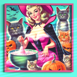 ハロウィーン魔女ピンアップ ポスター