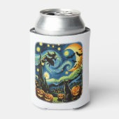 ハロウィーン魔女ファンゴッホ星空の夜ブラックキャットプ 缶クーラー (缶正面)