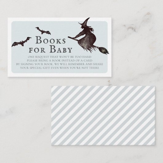 ハロウィーン魔女ブルーベビーシャワーブックベビー エンクロージャーカード (正面/裏面)