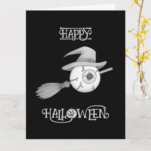 ハロウィーン魔女ブルームと怖い眼球 カード (黄色い花)