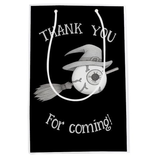 ハロウィーン魔女ブルームと怖い眼球 ミディアムペーパーバッグ (正面)