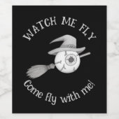 ハロウィーン魔女ブルームと怖い眼球 ワインラベル (シングルラベル)