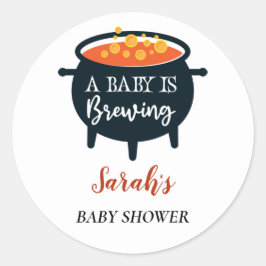 ハロウィーン魔女ベイビーシャワー、名前をカスタムする ラウンドシール