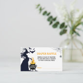 ハロウィーン魔女ベビーシャワーおむつラッフル エンクロージャーカード (スタンド正面)