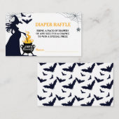 ハロウィーン魔女ベビーシャワーおむつラッフル エンクロージャーカード (正面/裏面)