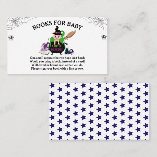 ハロウィーン魔女ベビーシャワーブックベビー エンクロージャーカード (正面/裏面)