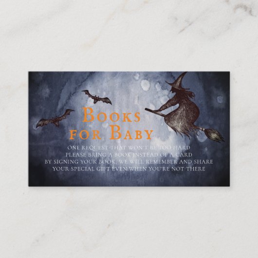 ハロウィーン魔女ベビーシャワーブックベビー エンクロージャーカード (正面)