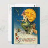 ハロウィーン魔女ヴィンテージアート ポストカード (正面/裏面)