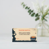 ハロウィーン魔女双子ベビーシャワーおむつラッフル エンクロージャーカード (スタンド正面)