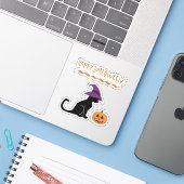 ハロウィーン魔女猫とカボチャ シール (ノートパソコンとiPhone)