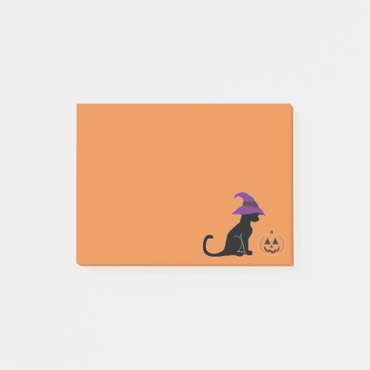 ハロウィーン魔女猫とカボチャ ポストイット (正面)