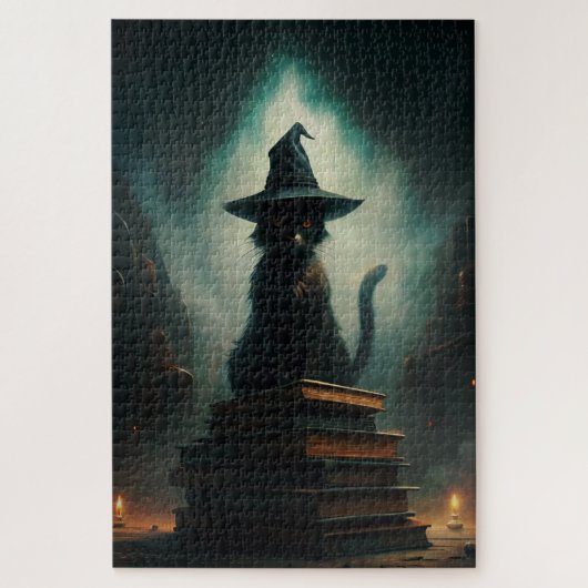 ハロウィーン魔女猫 ジグソーパズル (縦)