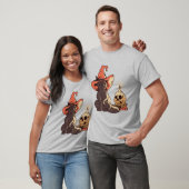 ハロウィーン魔女猫 Tシャツ (ユニセックス)