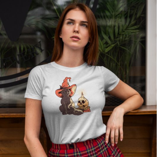 ハロウィーン魔女猫 Tシャツ