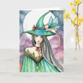 ハロウィーン魔女翼キャットカード カード (黄色い花)