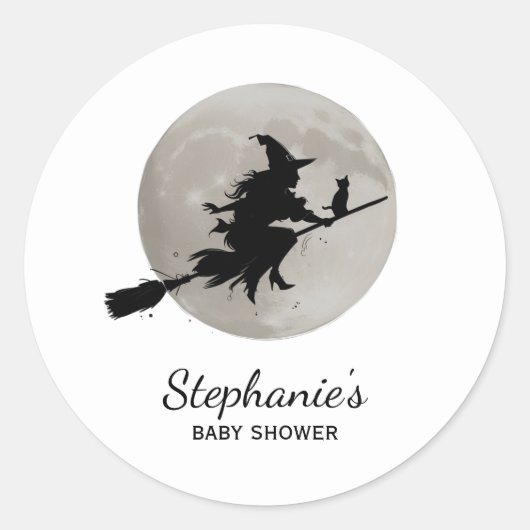 ハロウィーン魔女飛んでいる赤ちゃんシャワー ラウンドシール (正面)