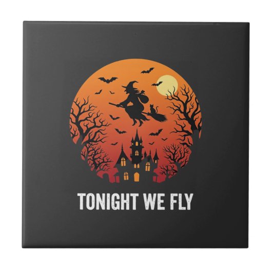 ハロウィーン魔女飛翔の夜 グラフィックデザイン_1 タイル (正面)