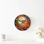 ハロウィーン魔女飛行 ラウンド壁時計 (ホーム)