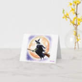 ハロウィーン魔女 カード (黄色い花)