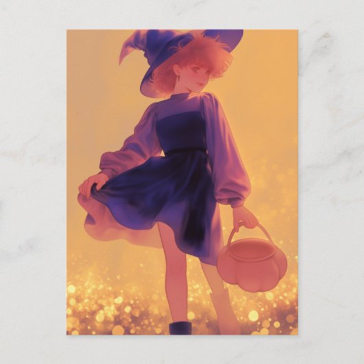 ハロウィーン魔女 ポストカード (正面)