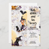 ハロウィーン魔女 招待状 (正面/裏面)