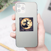 ハロウィーン魔女、魔女と月、魔女飛んでいる シール (スマートフォン)