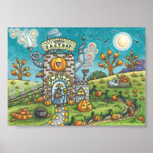 ハロウィーン魔女&黒猫パイ工場ポスターSm ポスター (正面)