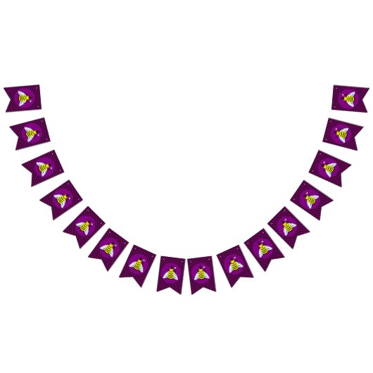 ハロウィーン魔法ビーウィザードパープルとブラックストライプ バンティングフラッグ (全)