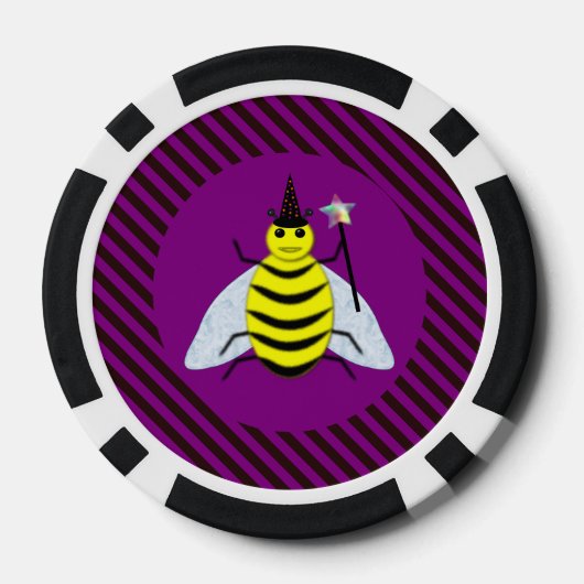 ハロウィーン魔法ビーウィザードパープルとブラックストライプ ポーカーチップ (裏面)