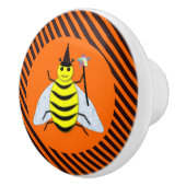 ハロウィーン魔法ビーウィッチオレンジとブラックストライプ セラミックノブ (右)