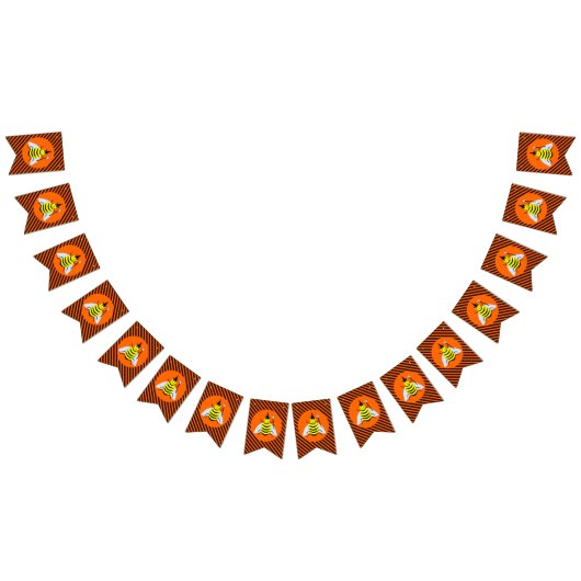ハロウィーン魔法ビーウィッチオレンジとブラックストライプ バンティングフラッグ (全)