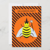 ハロウィーン魔法ビーウィッチオレンジとブラックストライプ 招待状 (正面)