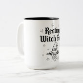 ハロウィーン魔法マグ – 休息中の魔女顔&星空 ツートーンマグカップ (正面左)