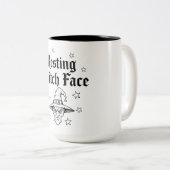 ハロウィーン魔法マグ – 休息中の魔女顔&星空 ツートーンマグカップ (正面右)