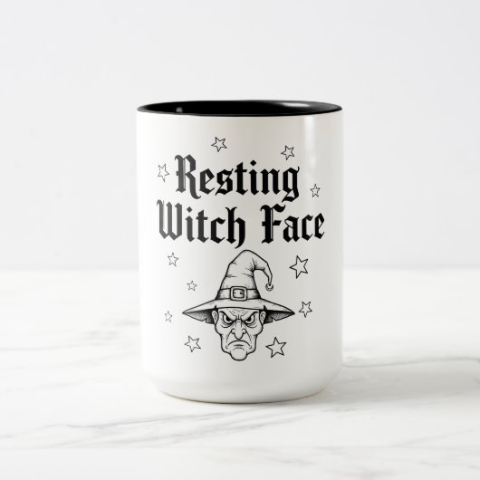 ハロウィーン魔法マグ – 休息中の魔女顔&星空 ツートーンマグカップ (中央)