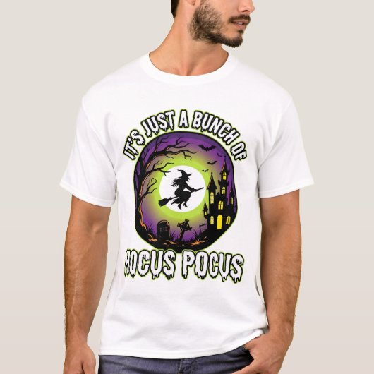 ハロウィーン魔法使い魔女月ベクター Tシャツ (正面)