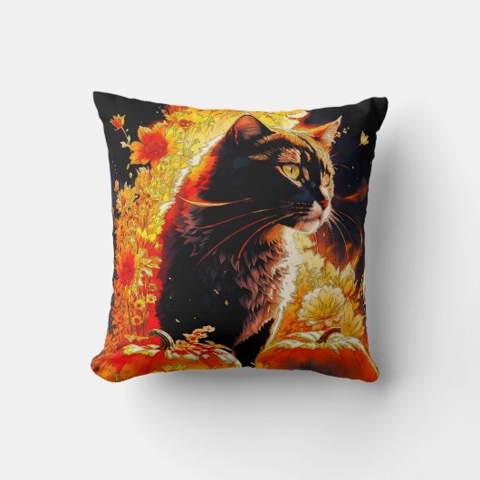 ハロウィーン魔法猫 クッション (正面)