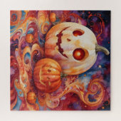 ハロウィーン魔法：スワーズ&パンプキ白熱［赤熱］光を放つンス ジグソーパズル (横)