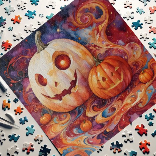 ハロウィーン魔法：スワーズ&パンプキ白熱［赤熱］光を放つンス ジグソーパズル