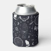 ハロウィーン魔法:ヴィンテージドゥードルパターン。 缶クーラー (缶正面)