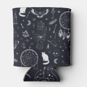 ハロウィーン魔法:ヴィンテージドゥードルパターン。 缶クーラー (裏面)