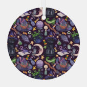 ハロウィーン魔法:暗い手の描画パターン。 ガラスオーナメント (裏面)