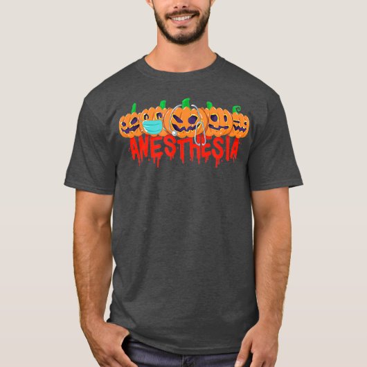 ハロウィーン麻酔カボチャとマスク Tシャツ (正面)