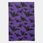 ハロウィーン黒こうもり紫クールスプキー柄 キッチンタオル (縦)