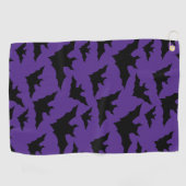 ハロウィーン黒こうもり紫クールスプキー柄 ゴルフタオル (横)