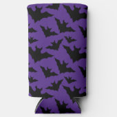 ハロウィーン黒こうもり紫クールスプキー柄 スリム缶クーラー (正面)