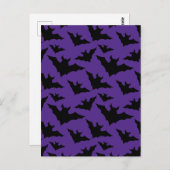 ハロウィーン黒こうもり紫クールスプキー柄 ポストカード (正面/裏面)