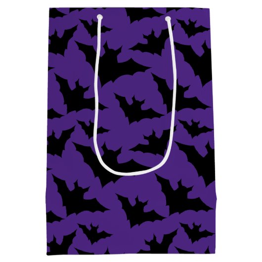 ハロウィーン黒こうもり紫クールスプキー柄 ミディアムペーパーバッグ (裏面)