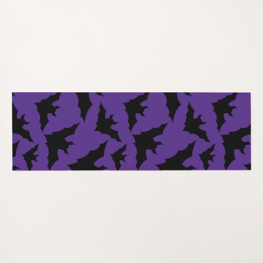 ハロウィーン黒こうもり紫クールスプキー柄 ヨガマット (裏面(横))