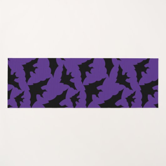ハロウィーン黒こうもり紫クールスプキー柄 ヨガマット (正面(横))